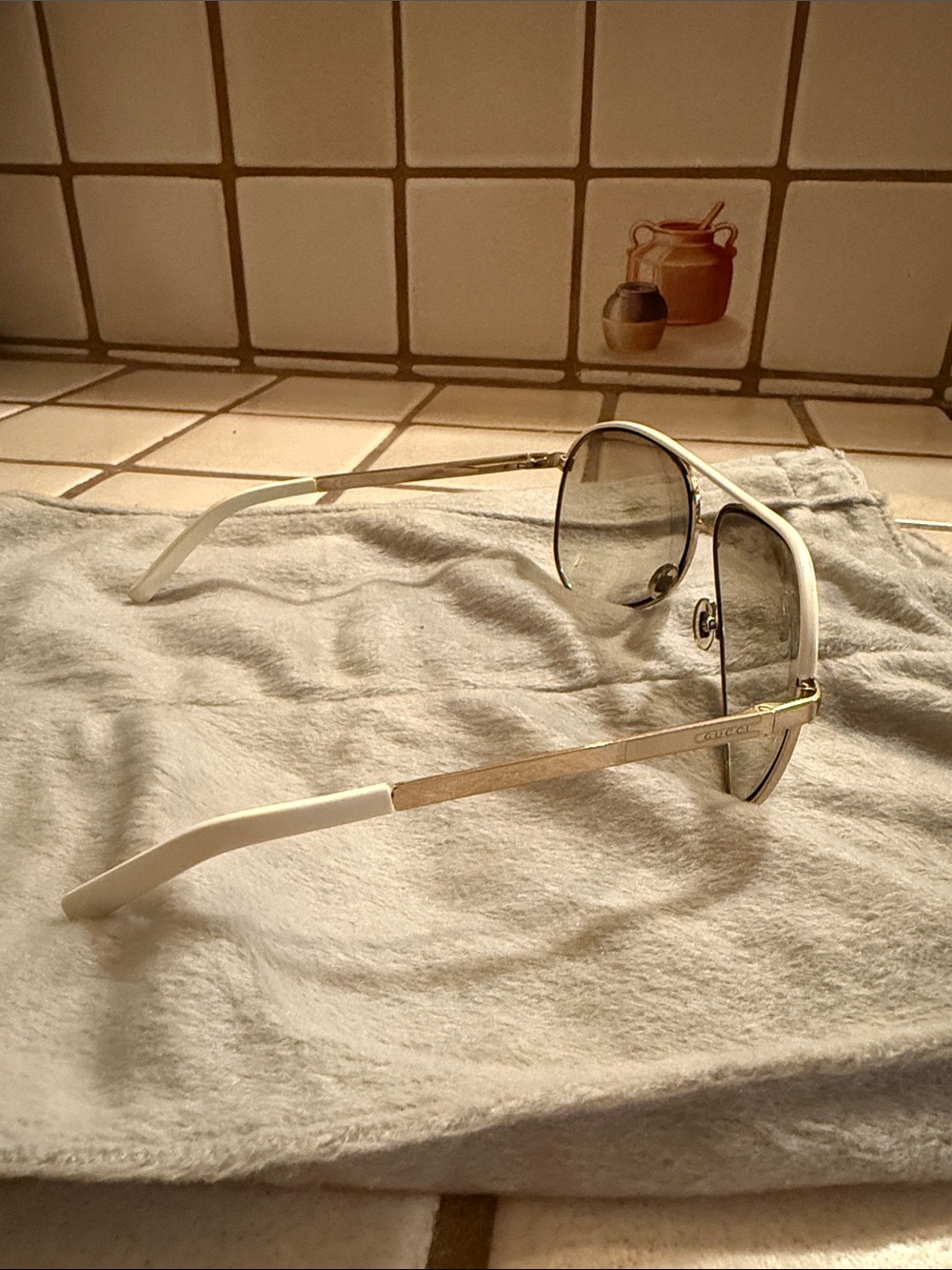 Gucci GG1827/S BNCK Gold White Aviator Sunglasses Made in Italy w/ Case - Picture 4 of 8